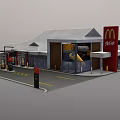 Modern McDonald's Restaurant Building Exterior Featuring Coca Cola Signage And Drive Thru Lane