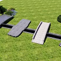 Multiple Landscape Bridges With Stone And Brick Designs In Green Lawn Garden