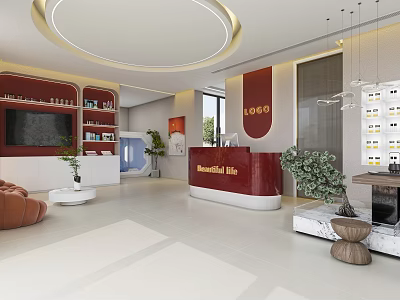 SPA Sauna Luxury Interior Design With Modern Relaxation Space And Decorative Plants 3d model