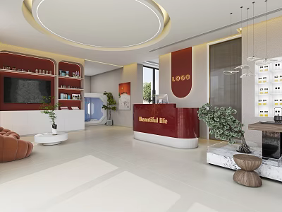 SPA Sauna Luxury Interior Design With Modern Relaxation Space And Decorative Plants 3d model