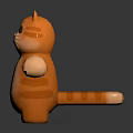 Cute Orange Striped Cartoon Cat Doll With Big Eyes And Outstretched Arms Standing On Black Background