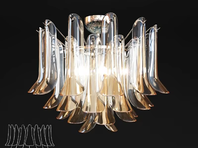 Modern Crystal Chandelier With Transparent Glass Elements And Elegant Layered Design 3d model
