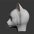 White Cat Face Mask with Pink Inner Ears Green Eyes White Whiskers on Dark Background