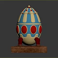 Elegant Enamel Egg Shaped Fashion Accessory With Gold Trim Red Gemstones And Red Legs