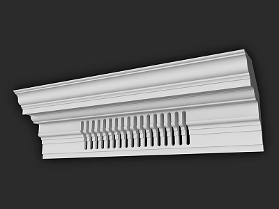 White Decorative Architectural Component With Layered Lines And Hollowed Design For Building Decoration 3d model