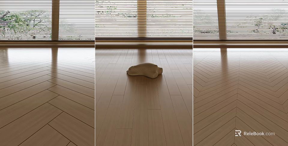 Wood Flooring With Diverse Patterns In Bright Room 3d model 