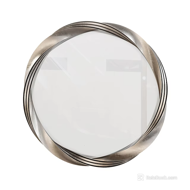 Modern Circular Wall Mirror With Twisted Metal Frame For Interior Decor 3d model 