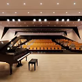 Cultural Center Auditorium Interior Design With Rows Of Seats And Stage Lighting