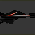 Red And Black Racing Model Vehicle With Aerodynamic Design And White Stripes