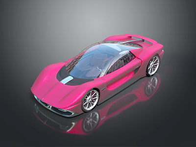 Pink Sports Car With Sleek Aerodynamic Design And Reflective Glossy Surface Finish 3d model
