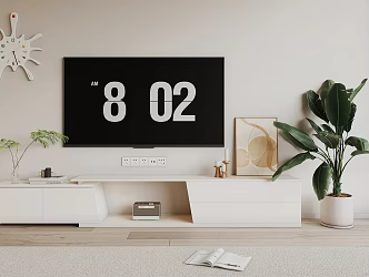 Cream wind TV cabinet 3d model