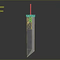 Long Metal Sword With Gray Blade Red Hilt And Simple Design Structure 3d model