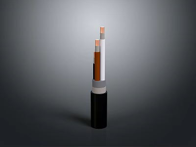 Detailed Electrical Cable Cross Section With Colored Cores And Insulation Layers 3d model