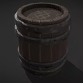 Traditional Wooden Barrel With Metal Hoops Wooden Top And Rivets For Home Storage
