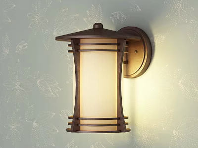 Classic Design Wall Sconce With Metal Frame And Frosted Glass Shade On Light Patterned Wall 3d model