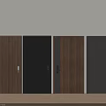 Various Security Doors With Wooden Textured Black And Gray Panel Designs 3d model