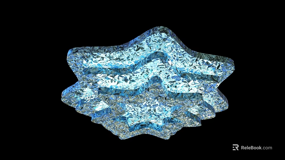 Blue Snowflake Shaped Decorative Light with Crystal Sparkling Layers and Elegant Design 3d model
