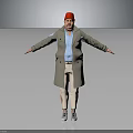 Man Wearing Red Cap Light Blue Shirt And Beige Long Coat With Arms Outstretched