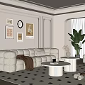 French Cream Style Sofa Coffee Table Combination Fabric Sofa Mother and Mother Coffee Table Pillow Decorative Painting Single Sofa 3d model