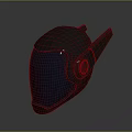 Futuristic Black Helmet With Red Stripes Circular Accents And Transparent Visor