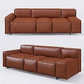Modern Brown Leather Three Seater Sofa With Sleek Design And Modular Structure 3d model