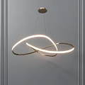 Modern Curved Chandelier With Illuminated LED Rings And Sleek Metal Frame Design
