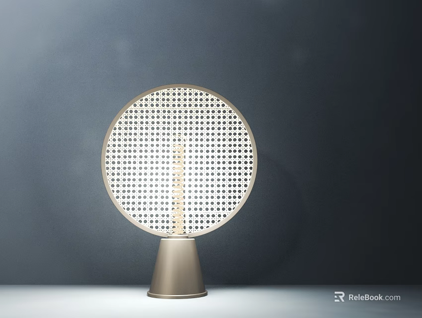 Modern Minimalist Round Table Lamp With Grid Design Metal Base For Home Decor 3d model 
