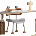 Modern Wooden Kids Desk With Matching Chair Small Lamp And Decorative Balls