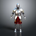 Medieval Silver Armor With Red Gold Decorated Skirt And Full Body Protection