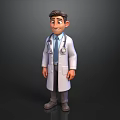 Smiling Man In Doctor Uniform With White Coat And Stethoscope