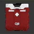Red Industrial Oxygen Supply Equipment With White Cross And O2 Label In Protective Case