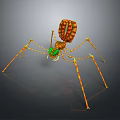 3D Designed Spider Model With Orange Yellow Body Green Eyes And Long Thin Legs