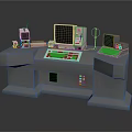 Vintage Computer Console Desk Workstation With Monitor Keyboard Control Panels