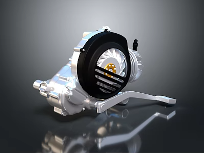 Industrial Mechanical Component With Metal Shiny Silver Casing And Internal Gear Mechanism 3d model