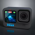 Gray GoPro Action Camera With Clear Screen Display And High Quality Lens 3d model