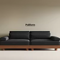 Poliform Dark Gray Multi Seat Sofa With Wooden Legs And Light Colored Wall