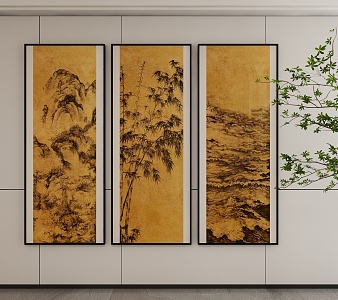 New Chinese Style Decorative Hanging Painting 3d model