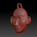 Artistic Brown Human Face Sculpture Carving With Hanging Loop Design 3d model