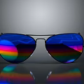 Fashionable Black Frame Sunglasses With Rainbow Reflective Lenses For Daily Use