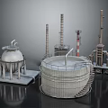 Industrial Facility 3D Model Featuring Tanks Towers Pipes And Stairs
