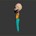 3D Cartoon Character With Goggles Beard Orange Shirt And Teal Pants Arms Outstretched