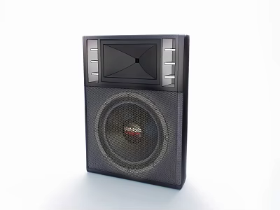 Black Home Audio Speaker With Bass Subwoofer And Front Control Panel Design 3d model