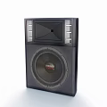 Black Home Audio Speaker With Bass Subwoofer And Front Control Panel Design