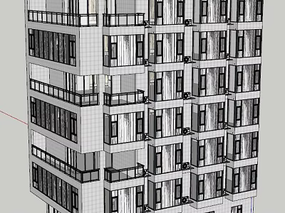 Modern Detached Villa With Multiple Balconies Regular Windows And Gray Exterior 3d model