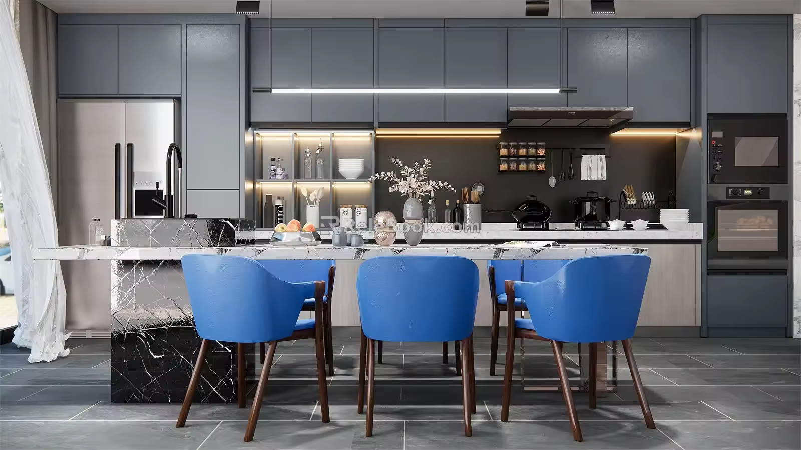 Modern Dining Table and Chair Combination Bar 3d model