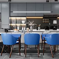 Modern Dining Table and Chair Combination Bar 3d model