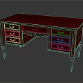 Classic Red Wooden Desk With Multiple Drawers And Carved Legs Design
