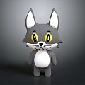 Gray Cat Doll With Yellow Eyes White Belly And Cute Cartoon Design