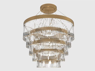 Modern Luxury Crystal Chandelier With Golden Frame And Multiple Crystal Layers 3d model