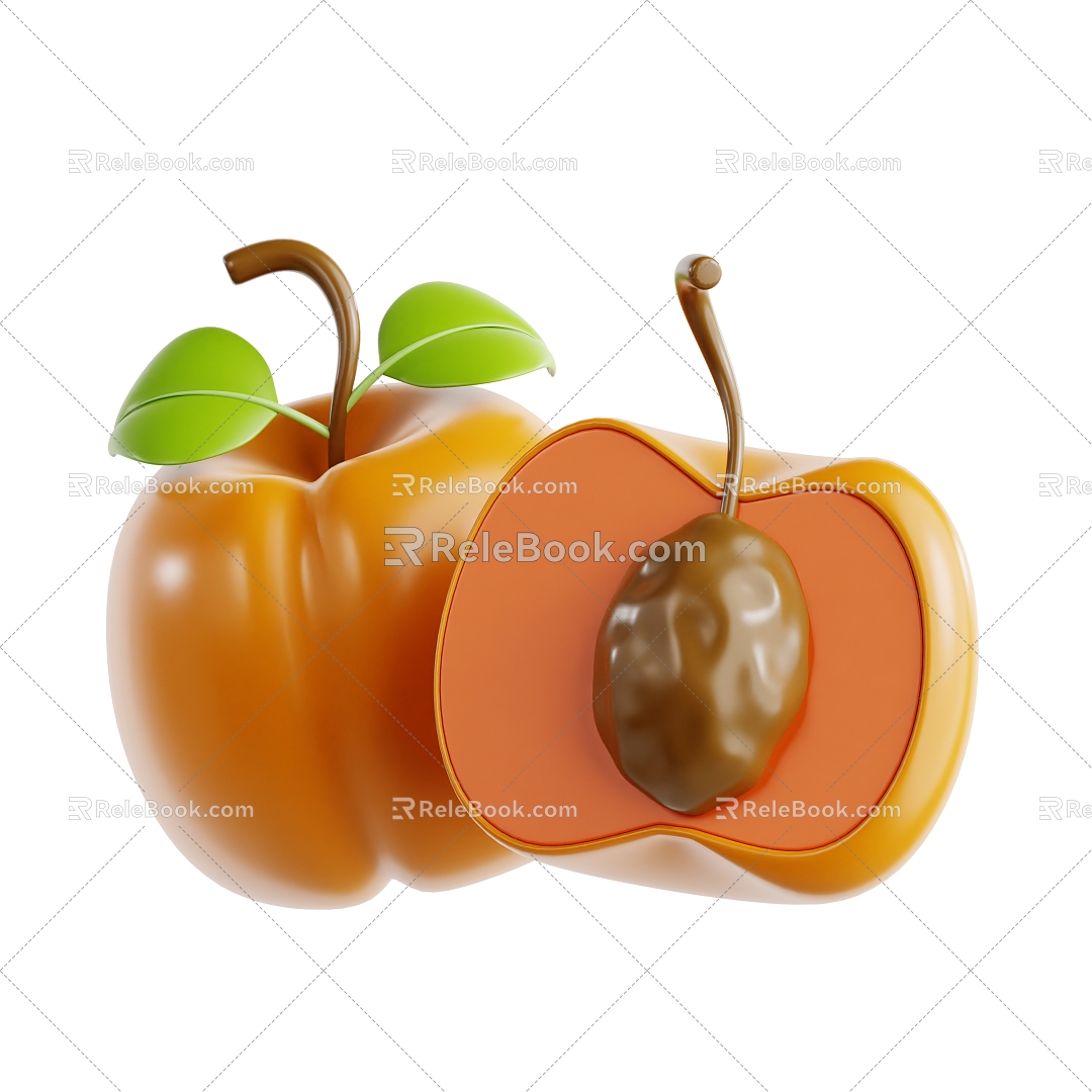 Modern apricot fruit cartoon fruit fresh fruit 3d model